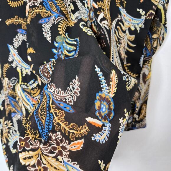 Ulla Popken Tunic 16/18 Sheer Boho Paisley Embroidered Sequins Blouse Whimsigoth - Picture 7 of 11